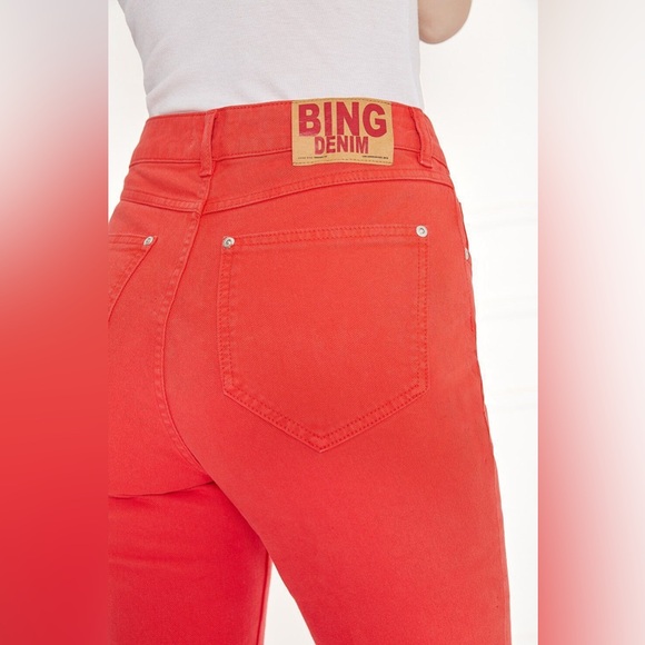 EUC Anine Bing Frida High Rise Jean in Punchy Red - Picture 6 of 6